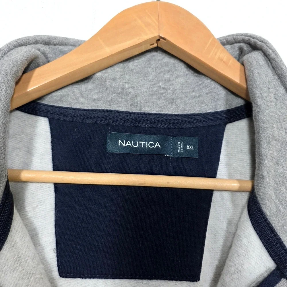 Nautica Quarter Zip Pullover Mens XXL Gray Long Sleeve J-Class Logo K83172 NEW